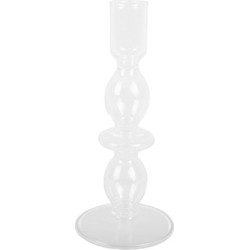 Present Time Candle Holder Glass Art Bubbles Medium Clear