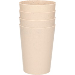 4x drinkbekers van afbreekbaar materiaal 500 ml in het eco-beige - Drinkbekers