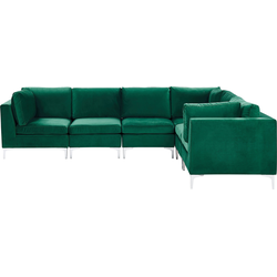 Beliani EVJA - Modulaire Sofa-Groen-Fluweel