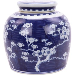 Fine Asianliving Chinese Gemberpot Blauw Sakura Handgeschilderd