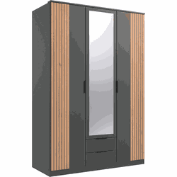 Kast 3 draaideuren met 1 spiegel en 2 laden L135 cm - LUEBECK