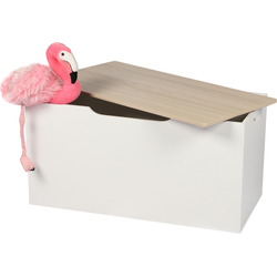 MISOU Opbergbox - met Deksel - Opberger - Speelgoedbak - 80x40cm - Wit - Opbergdoos