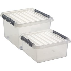 Opberg boxen set van 2x stuks in 26L en 18L kunststof met deksel - Opbergbox