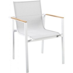 Mizu stackable dining chair alu white/grey textilene