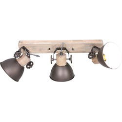 Mexlite - spot - Gearwood - antraciet - metaal rubber wood - opbouwspot - E27 - 2133A