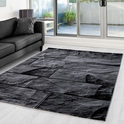 Tapijtenloods Parma Design Vloerkleed Zwart / Grijs Laagpolig- 160x230 CM