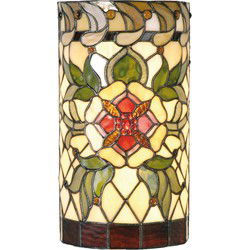 Lumilamp Wandlamp Tiffany Groen Rood Glas Roos