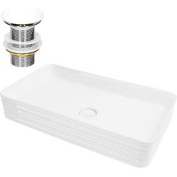 Wastafel incl. afvoergarnituur wit zonder overloop 68x38x12 cm wit keramiek ML design