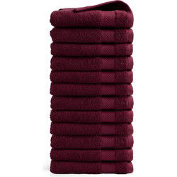 DoubleDry Handdoeken Set 50 x 100 cm - 12 stuks - 100% zacht katoen 500 g/m2  - 12x Bordeaux Rood