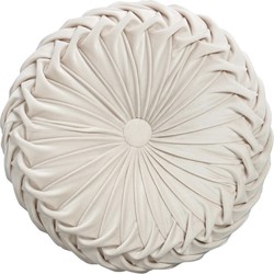 Fluwelen Kussen Ottoman - Rond - Creme Beige Zand - Velvet - Ø 40 cm (incl. vulling)