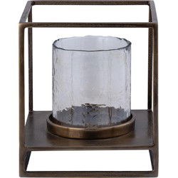 PTMD Windlicht Janik - 25x25x29 cm - Glas - Goud
