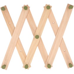 Kinderkamer deurhanger/kapstok verstelbaar - 9 groene haakjes - hout - 60 x 12 cm - Kapstokken