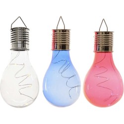 3x Buitenlampen/tuinlampen lampbolletjes/peertjes 14 cm transparant/blauw/rood - Buitenverlichting