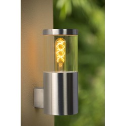 Smalle stijlvolle wandlamp buiten mat chroom E27