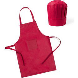 Kookschort met koksmuts - rood - voor kinderen - verstelbaar - koksset - Keukenschorten