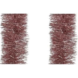 4x stuks kerst lametta guirlandes oud roze 10 cm breed x 270 cm kerstboom versiering/decoratie - Kerstslingers