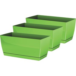 Set van 3x stuks plantenpotten/bloempotten kunststof glanzend kiwi groen 29 x 14 x 13.6 cm - Plantenpotten