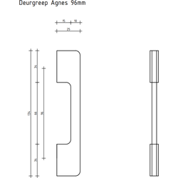 Deurgreep Agnes - messing - 96