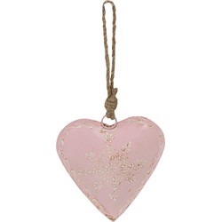 Clayre & Eef Hanger Hart 12 cm Roze Ijzer Kersthanger