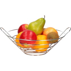 Metalen fruitmand/fruitschaal zilver rond 33 x 27 x 12 cm - Fruitschalen