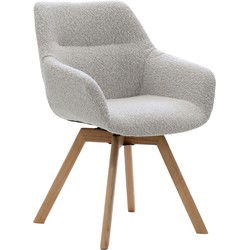 Eetkamerstoel Beige Stof - 62x60x86cm - Zithoogte 48cm - Loïs - Set van 2