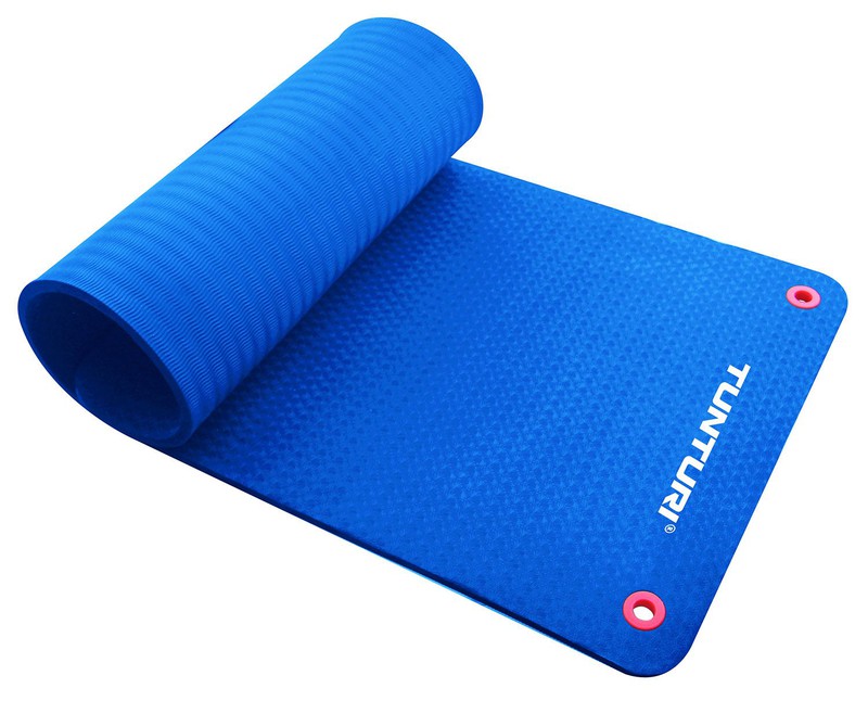 Tunturi Pro Fitnessmat - Yogamat - Gymnastiekmat - Oefenmat - 180 cm x 60 cm x 1,5 cm - Blauw - 