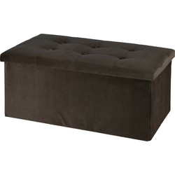 H&S Collection Poef/hocker/voetenbankje - opbergbox - bruin - polyester - 76 x 40 x 38 cm - Poefs