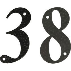 AMIG Huisnummer 38 - massief gesmeed staal - 10cm - incl. bijpassende schroeven - zwart - Huisnummers