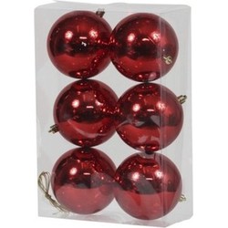 6x Kunststof kerstballen glanzend rood 10 cm kerstboom versiering/decoratie - Kerstbal
