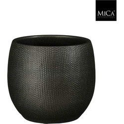 Mica Decorations Bloempot Porto - 17x17x17 cm - Terracotta - Metallic,Antraciet