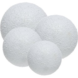 Pakket van 66x stuks deco sneeuwballen diverse formaten - Decoratiesneeuw