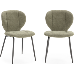 Set van 2 stoelen in stof met zwarte metalen poten L50 cm - LUCY