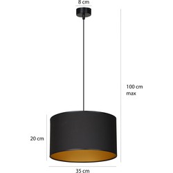 Goteborg zwart met gouden hanglamp cilinder 1x E27