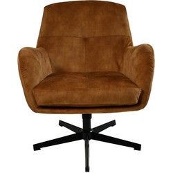 HSM Collection-Draaifauteuil Cleveland-75x73x88-Goud/Zwart-Stof/Metaal