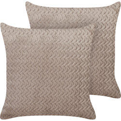 SURMI - Sierkussen set van 2 - Lichtbruin - 45 x 45 cm - Polyester
