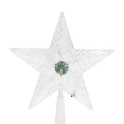 Gerimport Kerstboom ster piek - met licht - knipperfunctie - kunststof - 21 cm - kerstboompieken