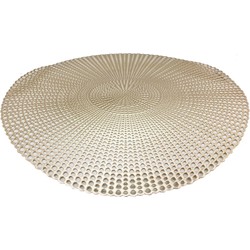 Placemat - 4x - mat goud - rond - 40 cm - kunststof - onderlegger - Placemats