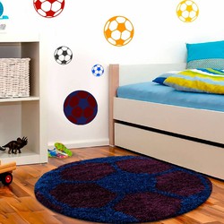 Voetbal Rond Kindervloerkleed - vloerkleed - - 100 X 100 ROND CM