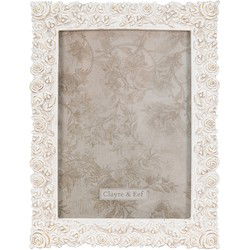 Clayre & Eef Fotolijst Wit Goudkleurig Polyresin Bloemen