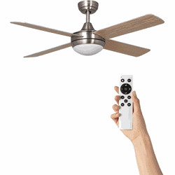 Nikkel plafondventilator met verlichting - Ø132cm- 6 snelheden - Afstandsbediening - Met lamp - Timer - Zomer/winter functie