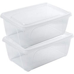 Vershoudbakje - 2x - hoog/diep - transparant - 0,5 liter - 15 x 10 x 6 cm - Vershoudbakjes