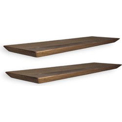 Indore Home - Zwevende wandplanken - Set van twee - Donker hout - Natural - Zwevende boekenplank