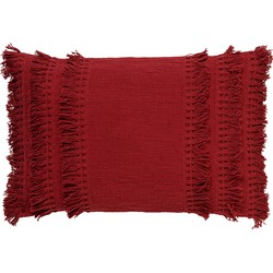 Dutch Decor FARA - Sierkussen 40x60 cm - 100% katoen - met franjes - Merlot - rood - Dutch Decor