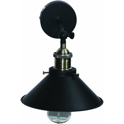 Wandlamp stoer met kap zwart brons 210mm E27