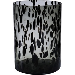 Modieuze bloemen cilinder vaas/vazen van glas 30 x 19 cm zwart fantasy - Vazen