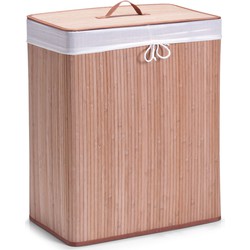 Dubbele luxe wasgoedmand van bamboe hout 52 x 32 x 63 cm - Wasmanden