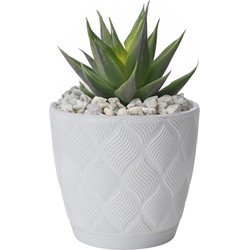 Form Plastic Plantenpot/bloempot New Age - kunststof - ivoor wit - D19 x H17 cm - met schotel - Plantenpotten