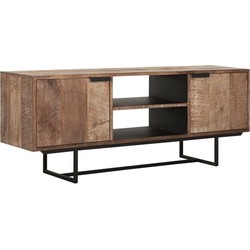 DTP Home TV stand Odeon No.2, 2 doors, 2 open racks,60x150x40 cm, recycled teakwood