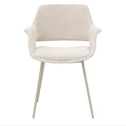 Eetkamerstoel Stof Beige - Incl. Armleuning - 57x58x82cm - Jess - Set van 2