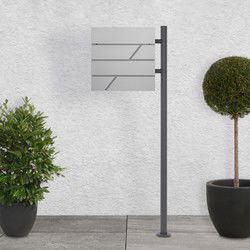 Staande brievenbus met krantenvak 37x37x11 cm lichtgrijs roestvrij staal incl. staander antraciet 120cm hoog ML-Design